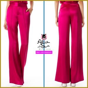 Alice + Olivia Dylan High Waisted Raspberry Pink Wide Leg Pant